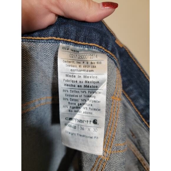 Carhartt Men's Jeans Straight Traditional Fit Five Pockets Blue Size 36x30 - Picture 4 of 4
